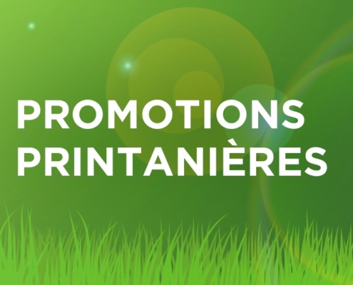 promotions printanières on green background